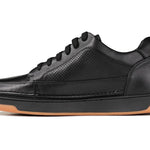 CALTO - Y7931 - 2.6 Inches Taller (Noir/Black & Gum Sole) - Elevated Leather Micro - Perforated Sneakers - TLW Shoes