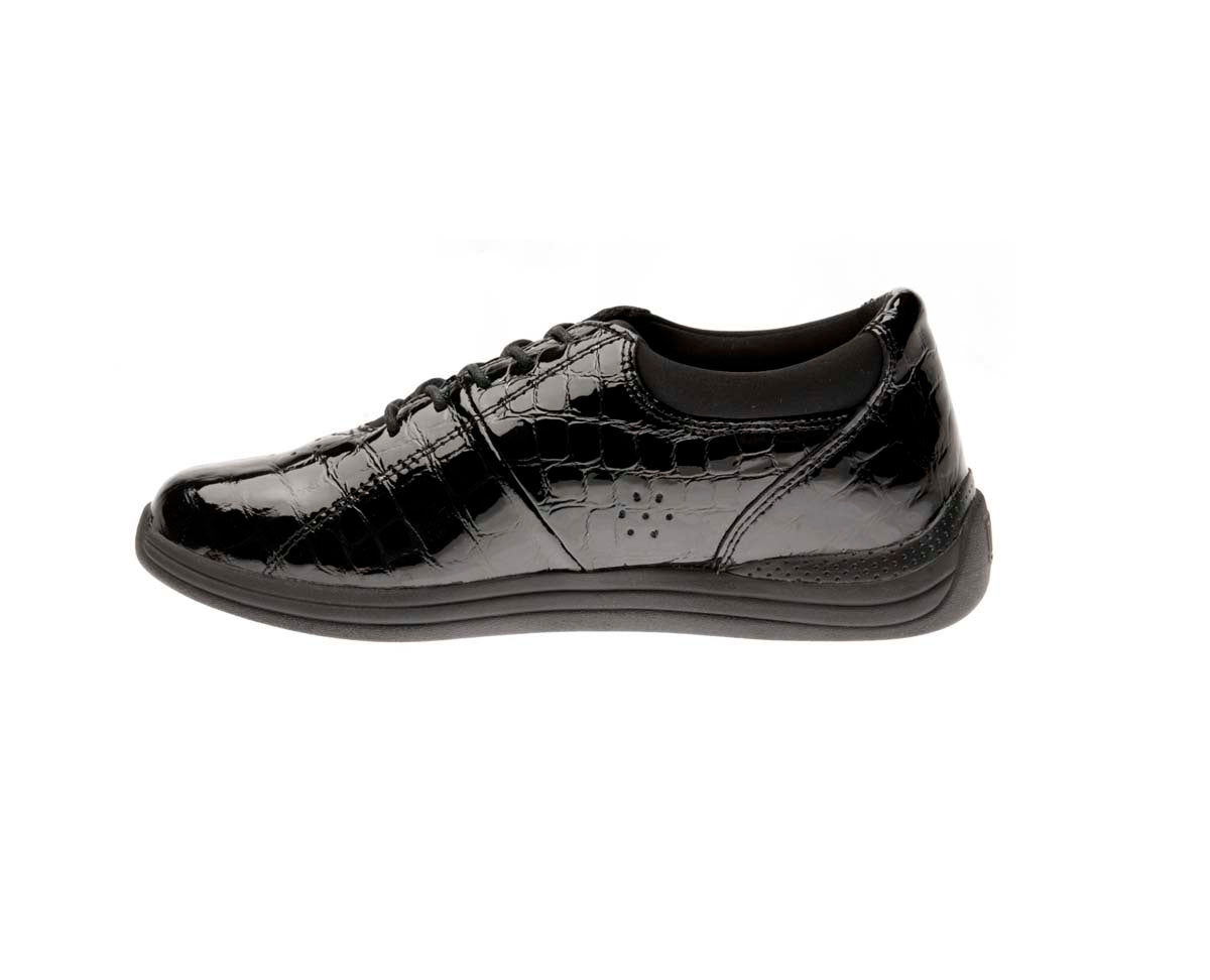 DREW TULIP WOMEN CASUAL SHOE IN BLACK CROC - TLW Shoes