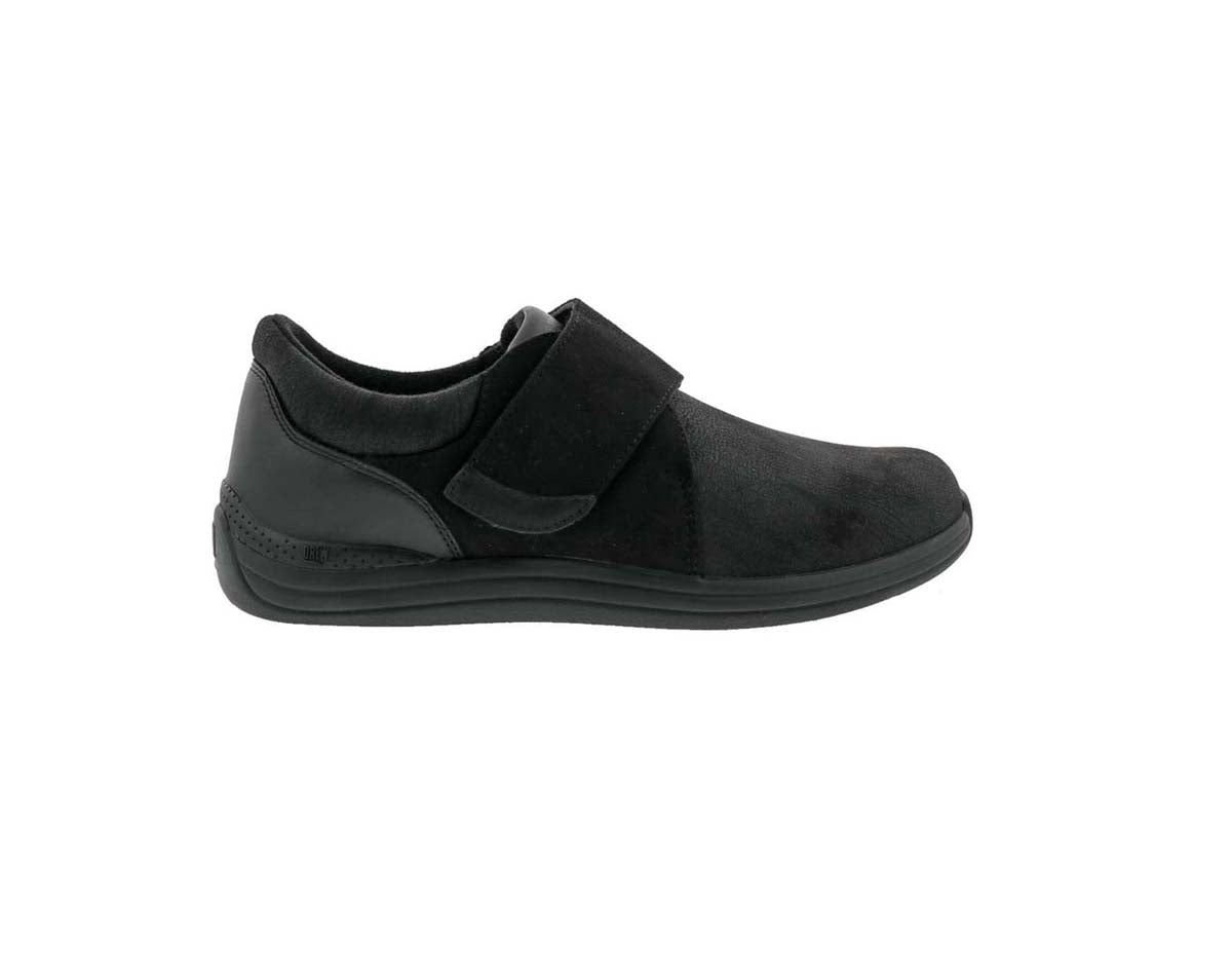 DREW MOONWALK WOMEN CASUAL SHOE IN BLACK STRETCH LEATHER - TLW Shoes
