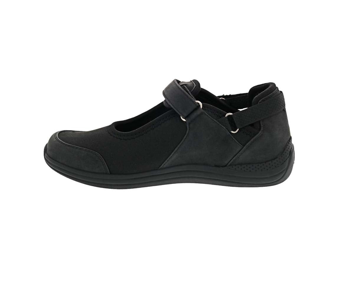 DREW BUTTERCUP WOMEN CASUAL SHOE IN BLACK/BLACK STRETCH - TLW Shoes