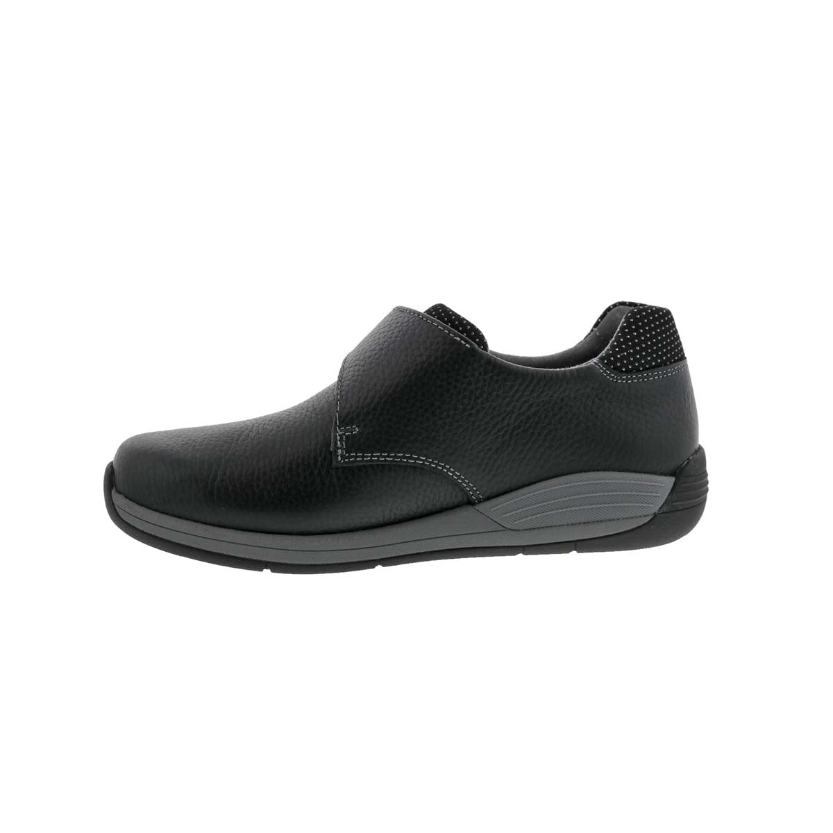 DREW TEMPO WOMEN ADJUSTABLE CLOSURE SLIP-ON SHOES IN BLACK LEATHER - TLW Shoes