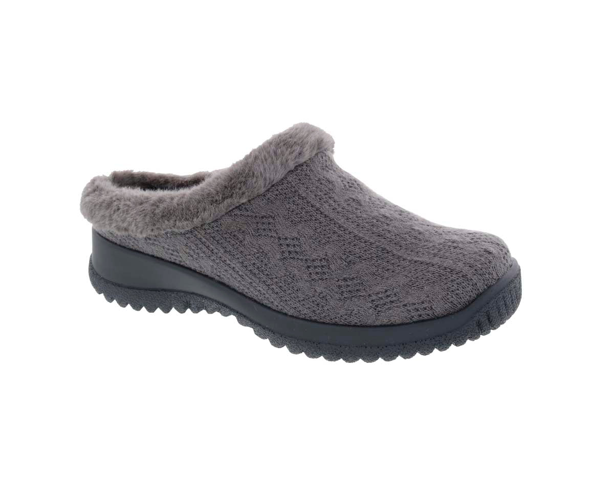 DREW COMFY WOMEN CLOG SHOE IN GREY SWEATER FABRIC - TLW Shoes