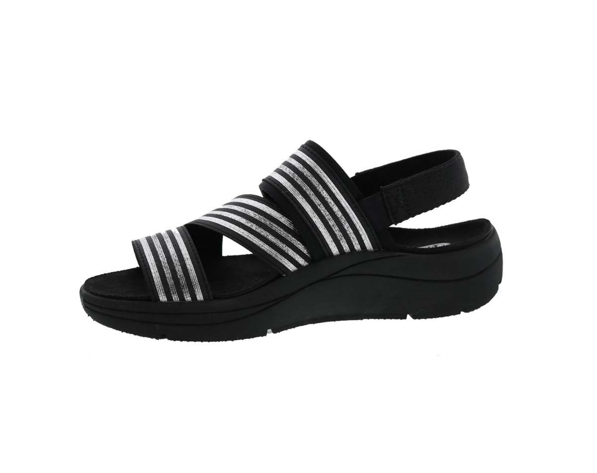 DREW SUTTON WOMEN SANDAL IN BLACK/SILVER COMBO - TLW Shoes