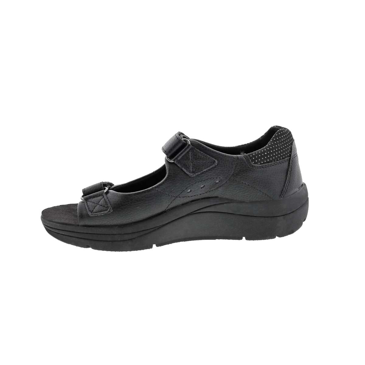 DREW SHASTA WOMEN SANDAL IN BLACK LEATHER - TLW Shoes