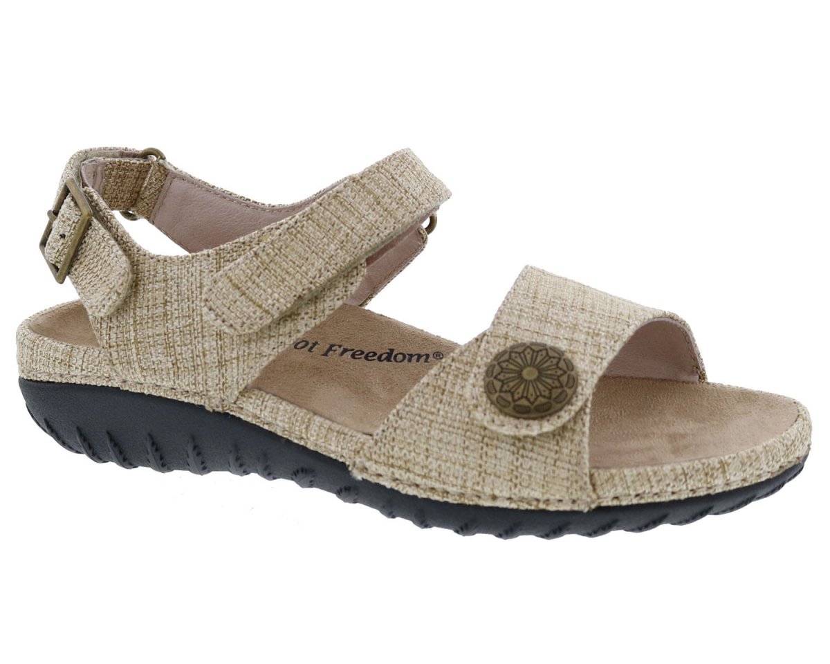 DREW WORKAROUND WOMEN HOOK AND LOOP SANDAL IN NATURAL FABRIC - TLW Shoes
