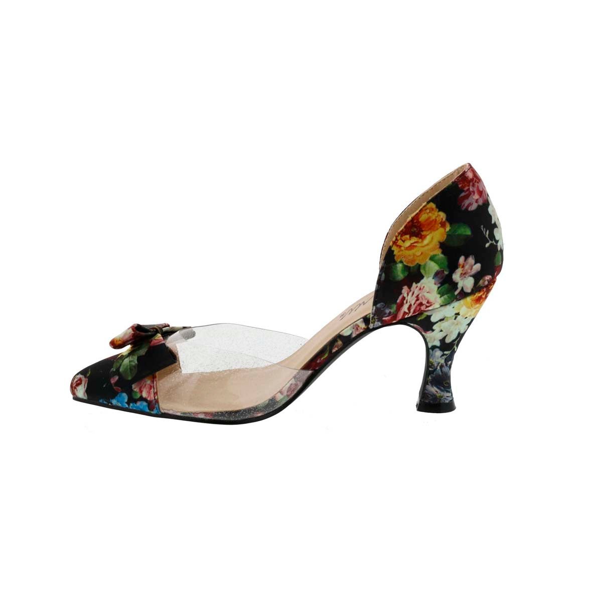 BELLINI CUPCAKE WOMEN DRESS PUMP IN BLK FLORAL/LUCITE - TLW Shoes