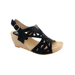 BELLINI BEAUTY WOMEN WEDGE SANDALS IN BLACK FAUX NUBUCK - TLW Shoes