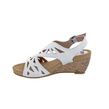 BELLINI BEAUTY WOMEN WEDGE SANDALS IN WHITE FAUX NUBUCK - TLW Shoes