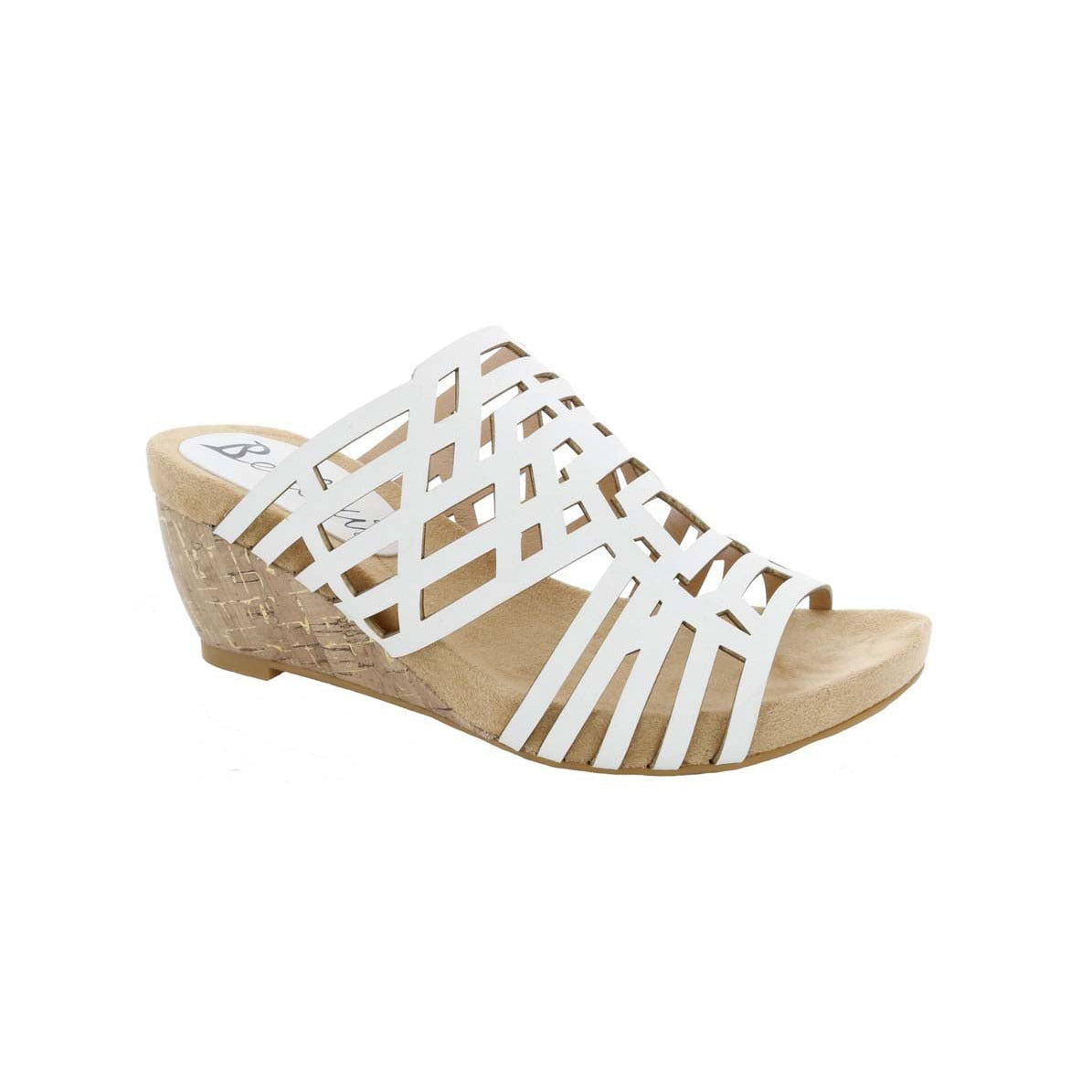 BELLINI PRETTY WOMEN WEDGE SANDALS IN WHITE FAUX NUBUCK - TLW Shoes