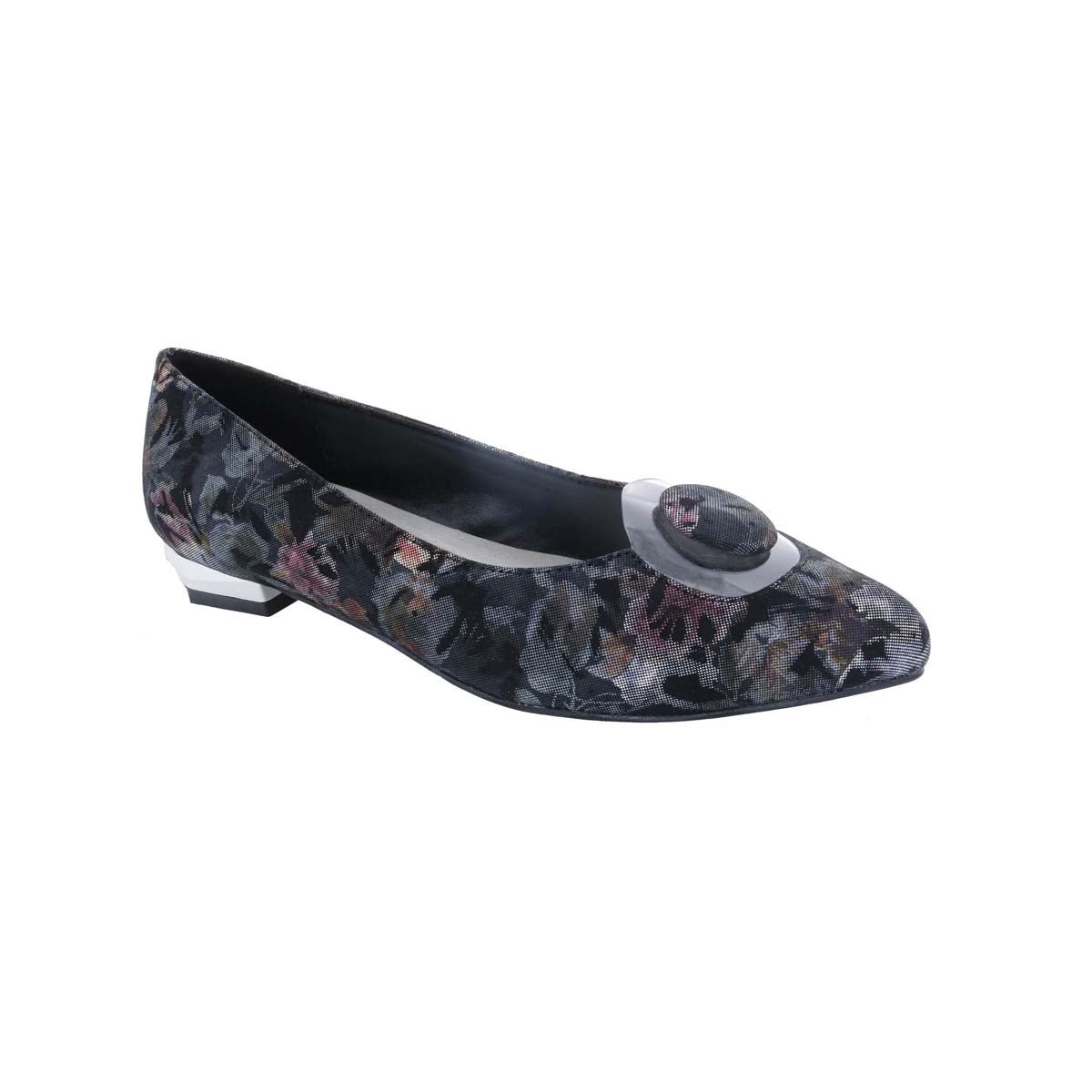 BELLINI FRILLY WOMEN IN BLACK FLORAL TEXTILE - TLW Shoes