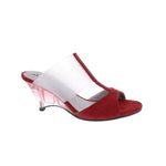 BELLINI IRAN WOMEN T-STRAP SANDALS IN LUCITE/WINE MICROSUEDE - TLW Shoes