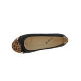 BELLINI SLOOP WOMEN FLAT IN BLACK FAUX LEATHER/LEOPARD MICROSUEDE - TLW Shoes