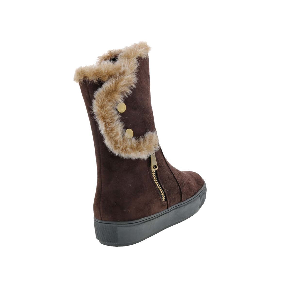 BELLINI FURRY WOMEN ZIPPER BOOTS IN BROWN MICROSUEDE/FAUX FUR - TLW Shoes