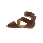 BELLINI NAMBI WOMEN ADJUSTABLE BUCKLE SANDAL IN BROWN SMOOTH - TLW Shoes
