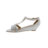 BELLINI LAARIS WOMEN WEDGE SANDALS IN WHITE FABRIC - TLW Shoes