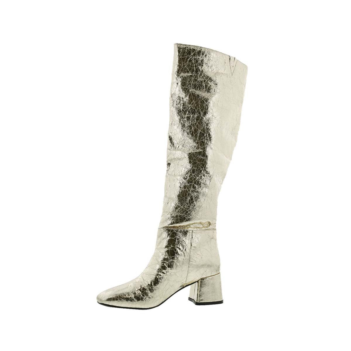 BELLINI REMI WOMEN KNEE HIGH BOOTS IN GOLD METALLIC CRINKLE - TLW Shoes