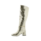 BELLINI REMI WOMEN KNEE HIGH BOOTS IN GOLD METALLIC CRINKLE - TLW Shoes