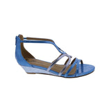 BELLINI GWEN WOMEN WEDGE SANDAL IN BLUE PU - TLW Shoes