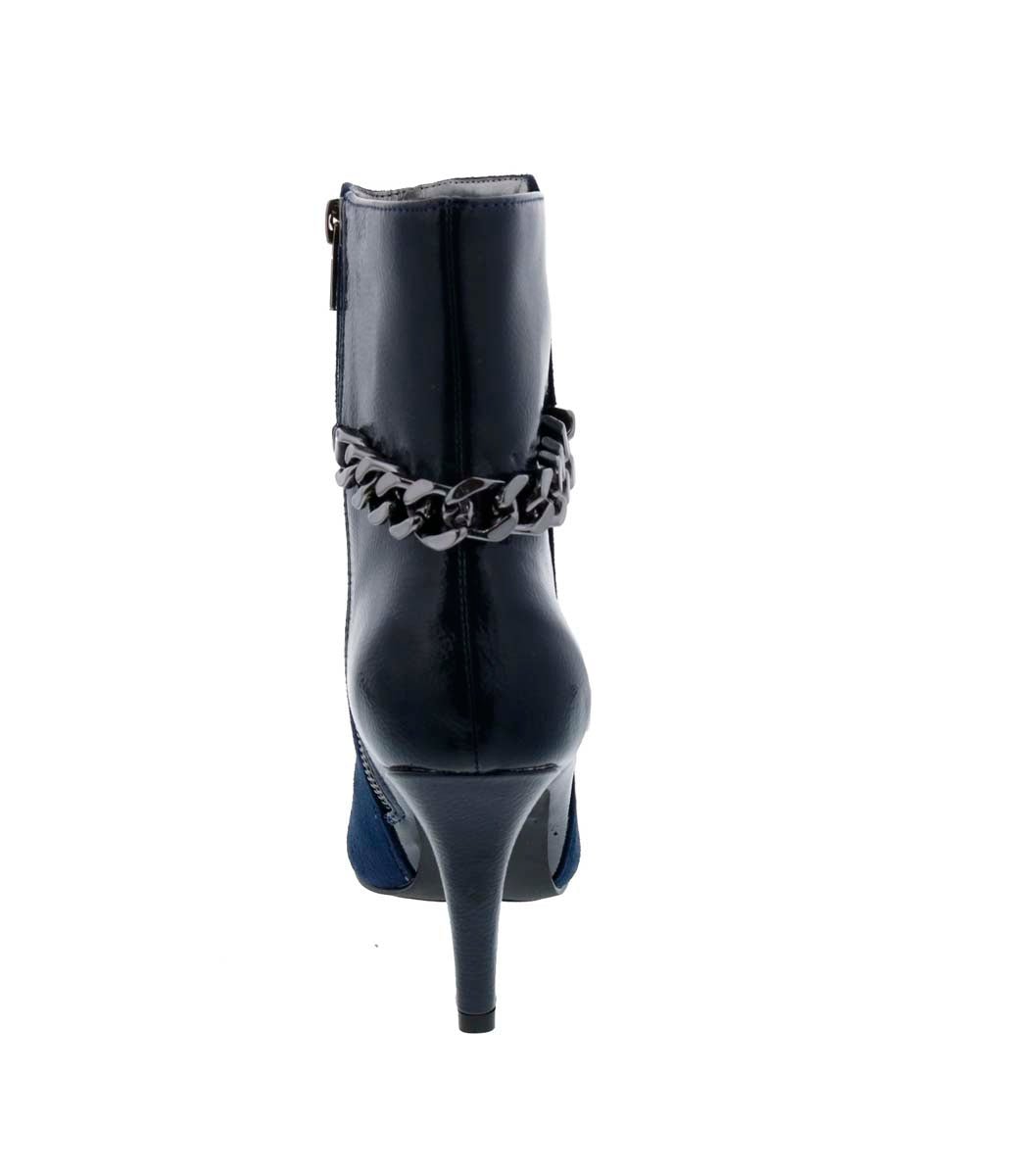 BELLINI CHAIN WOMEN BOOTIES IN BLACK MICRO/PATENT - TLW Shoes