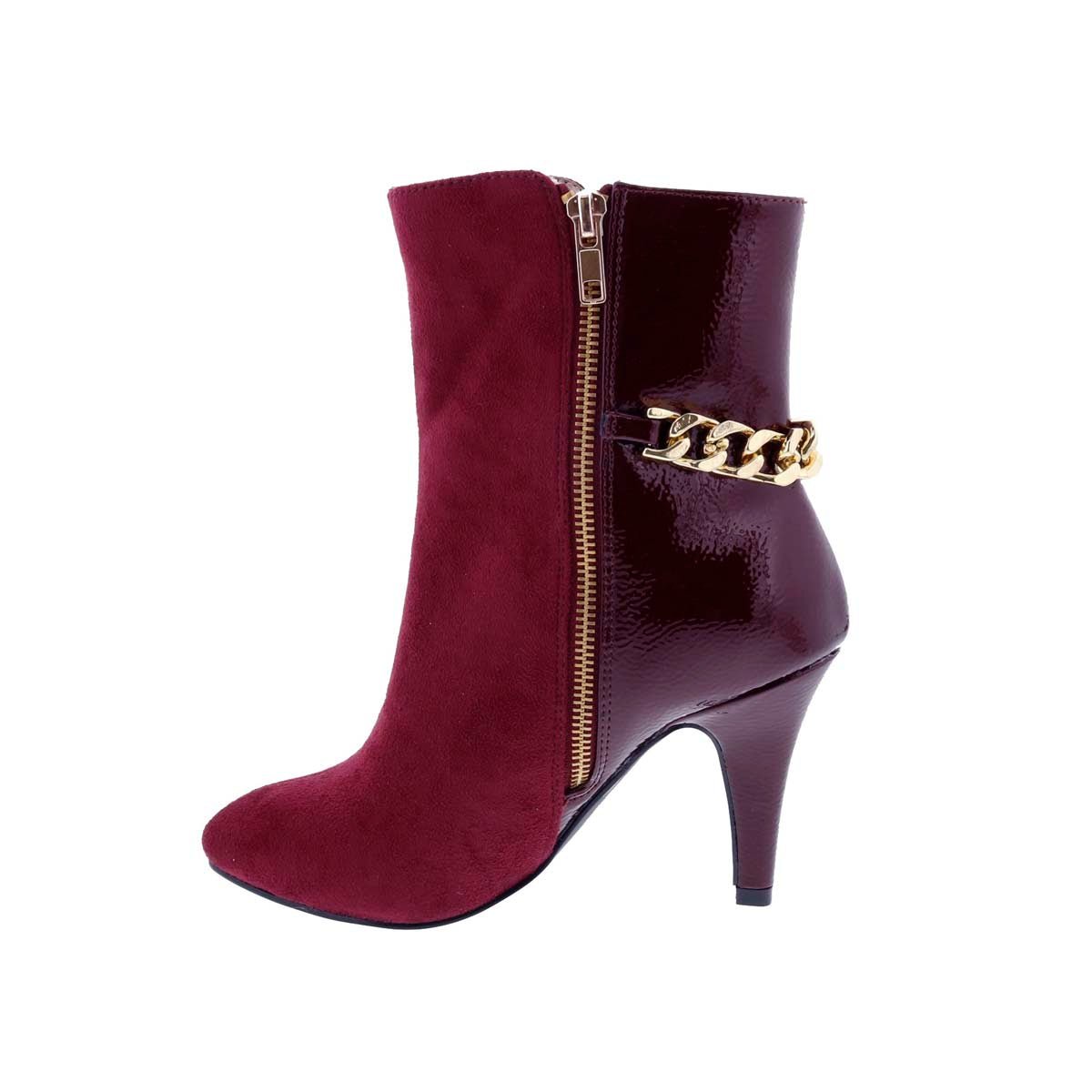 BELLINI CHAIN WOMEN BOOTIES IN WINE MICRO/PATENT - TLW Shoes