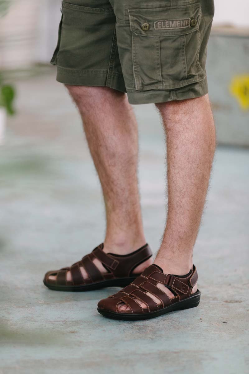 REVERE AMSTERDAM MEN SANDALS IN WHISKEY - TLW Shoes