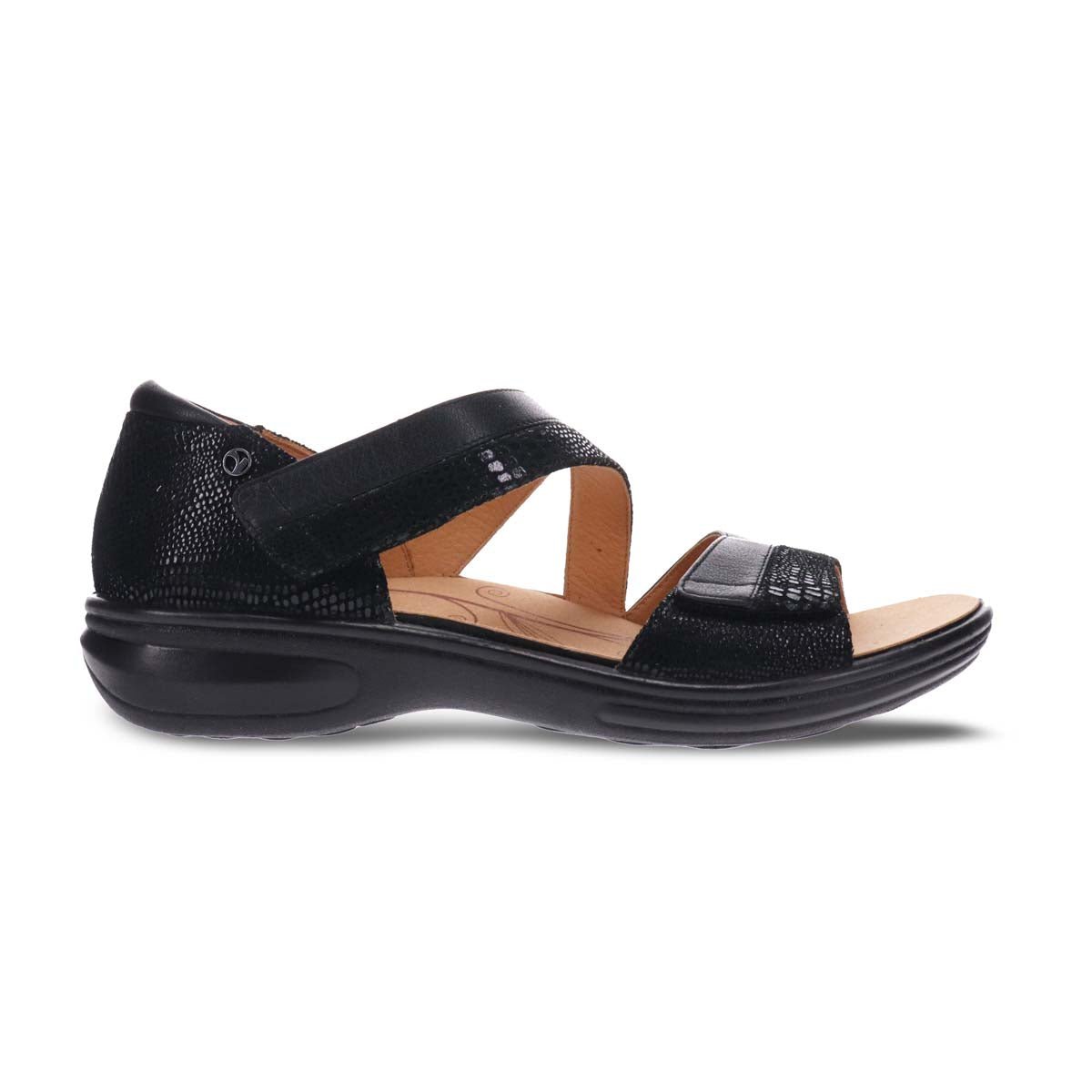 REVERE MAURITIUS WOMEN SANDALS IN BLACK FRENCH/LIZARD - TLW Shoes