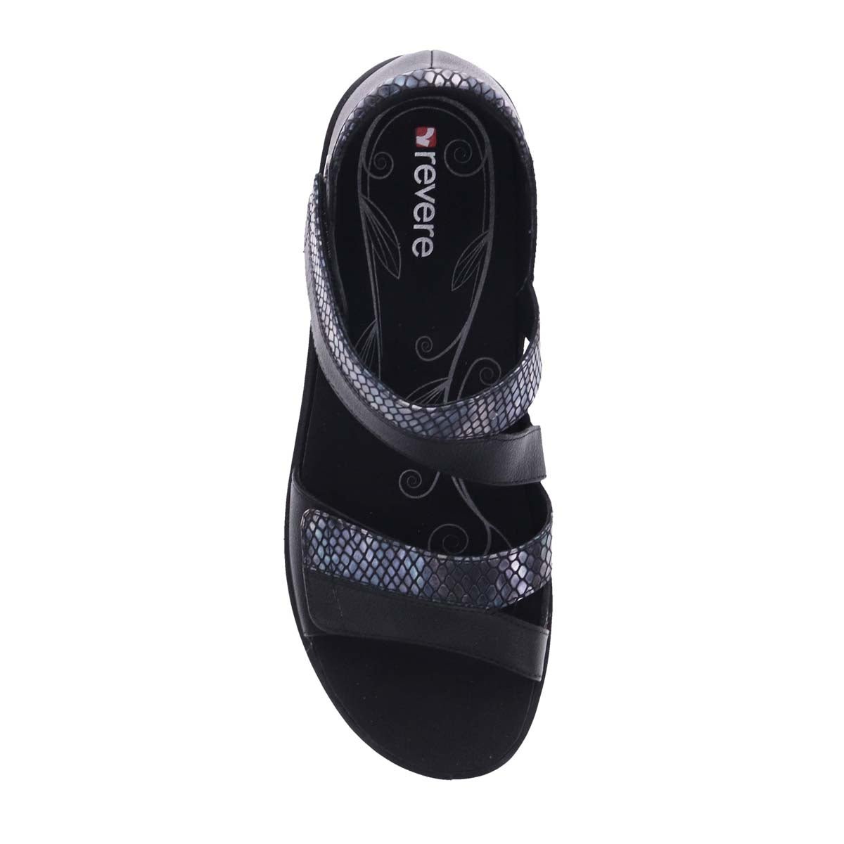 REVERE MAURITIUS WOMEN SANDALS IN BLACK/SLATE INTEREST - TLW Shoes