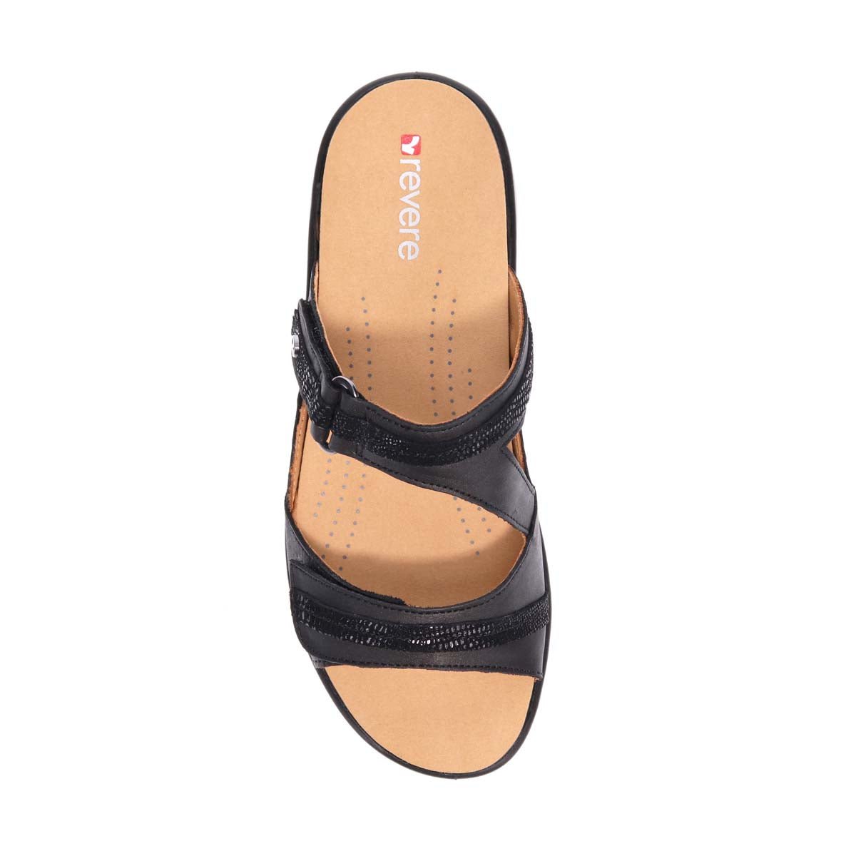 REVERE RIO WOMEN SANDALS IN ONYX/BLACK LIZARD - TLW Shoes