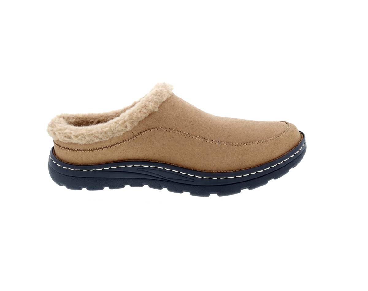 DREW PALMER MEN CLOG SHOE IN CAMEL MICROSUEDE - TLW Shoes