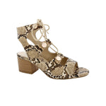 PENNY LOVES KENNY SERGE WOMEN LACE UP SANDAL IN NATURAL FAUX SNAKE - TLW Shoes