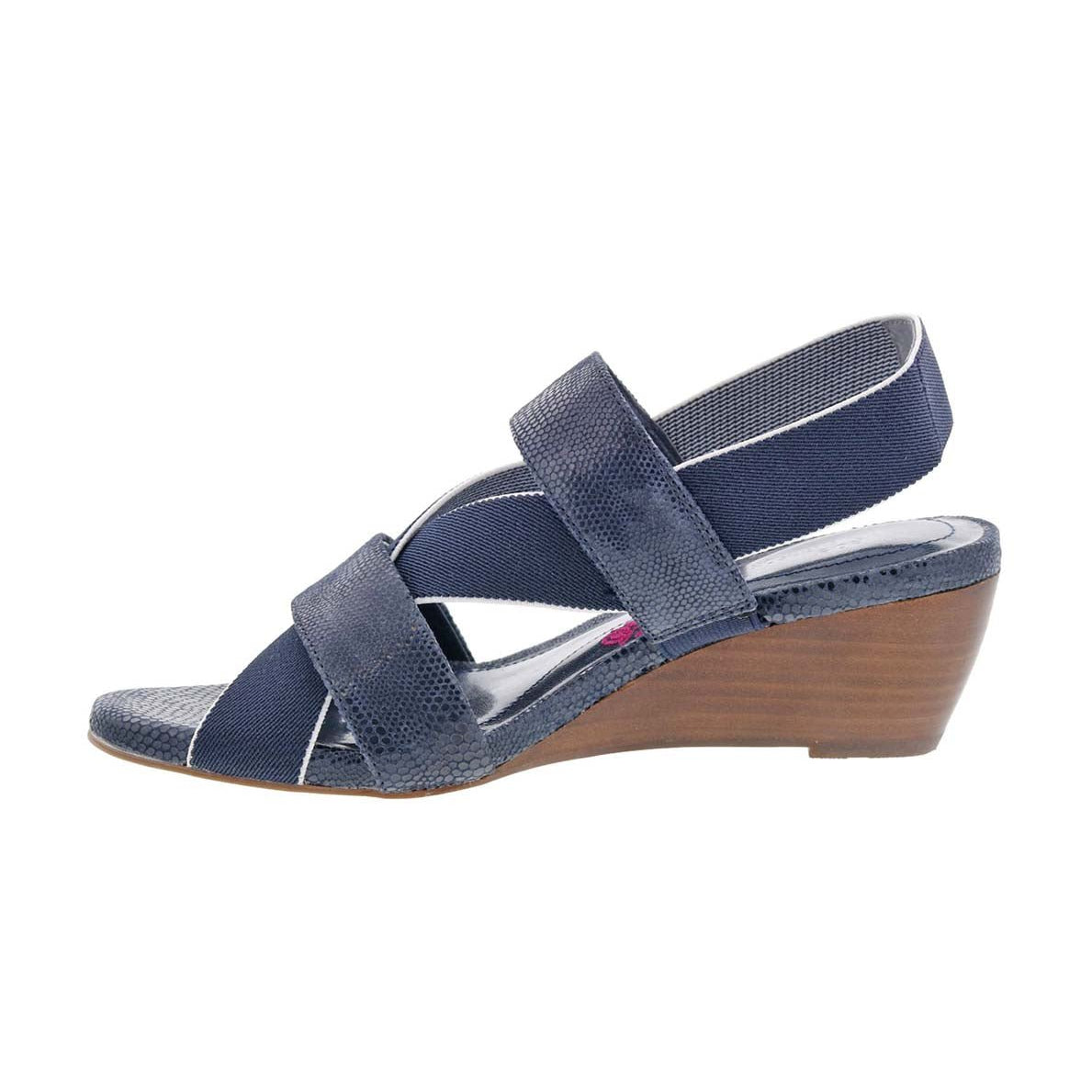 ROS HOMMERSON WYNONA WOMEN'S STRETCH FABRIC STRAPS SANDAL IN NAVY COMBO - TLW Shoes