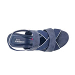 ROS HOMMERSON WYNONA WOMEN'S STRETCH FABRIC STRAPS SANDAL IN NAVY COMBO - TLW Shoes
