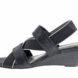 ROS HOMMERSON WYNONA WOMEN'S STRETCH FABRIC STRAPS SANDAL IN BLACK COMBO - TLW Shoes