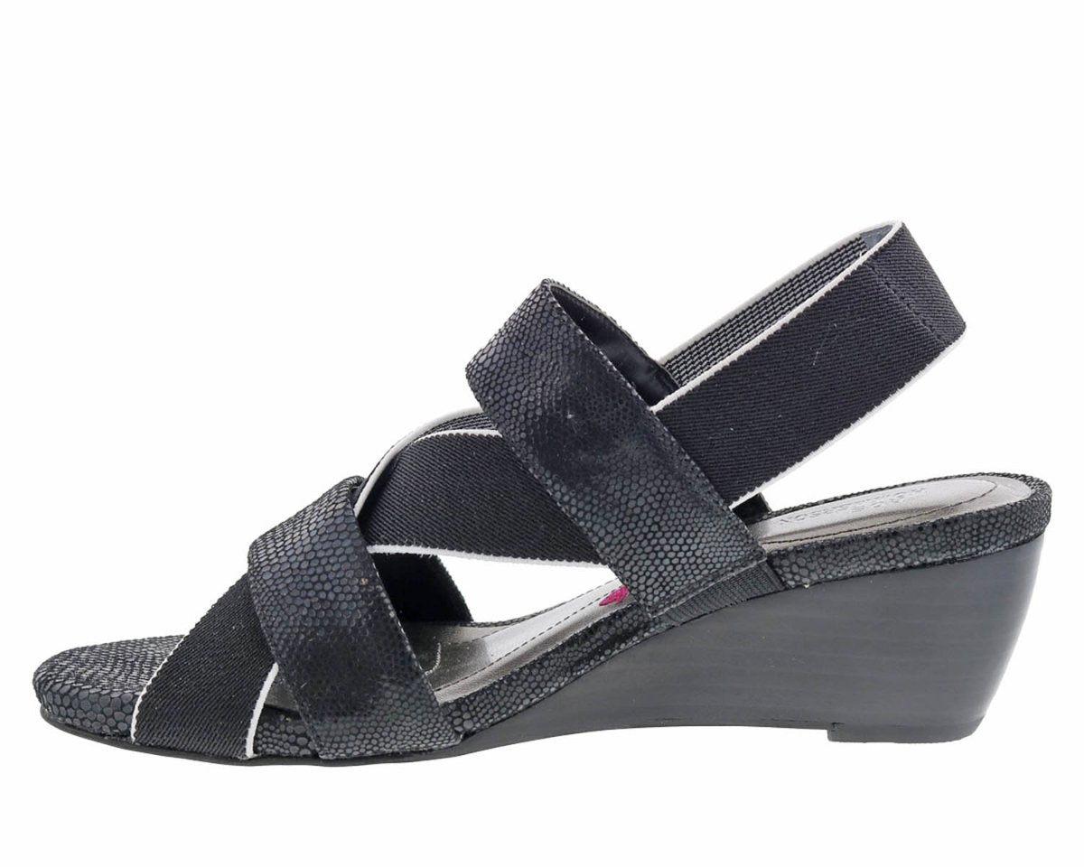 ROS HOMMERSON WYNONA WOMEN'S STRETCH FABRIC STRAPS SANDAL IN BLACK COMBO - TLW Shoes