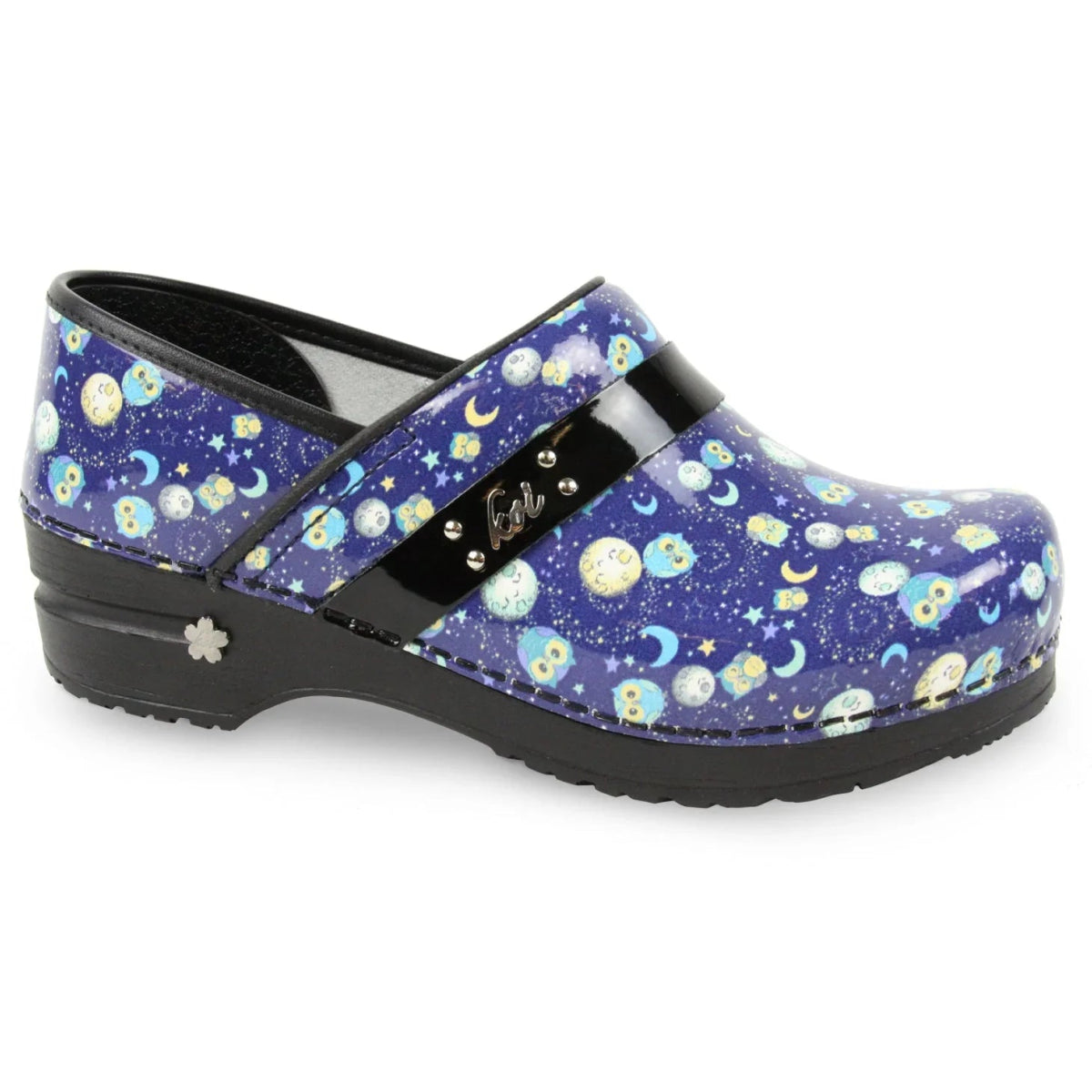 SANITA SPACE OWLS WOMEN CLOG IN NAVY - TLW Shoes