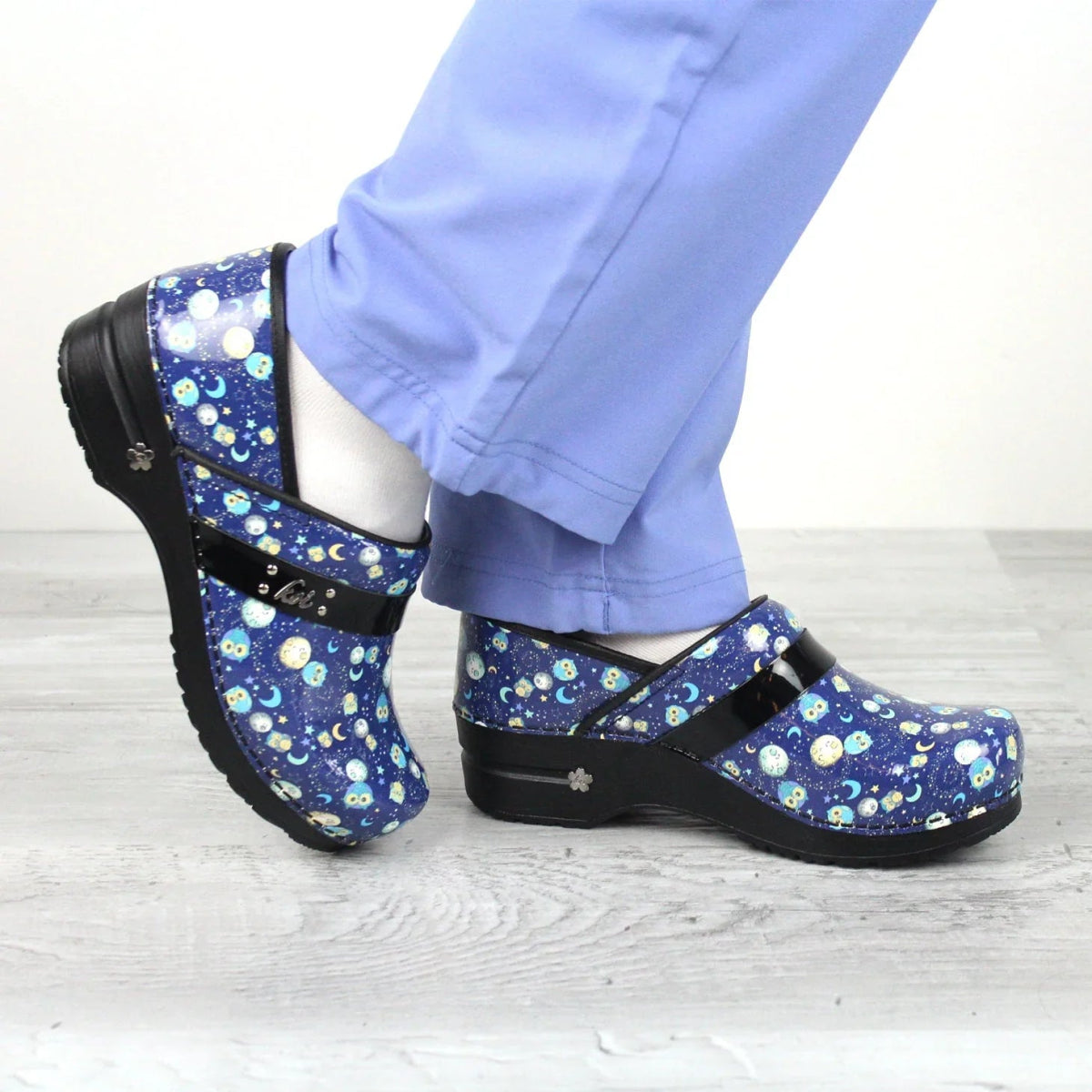 SANITA SPACE OWLS WOMEN CLOG IN NAVY - TLW Shoes