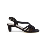 ROS HOMMERSON LETTIE WOMEN ADJUSTABLE HEEL STRAP SANDAL IN BLACK MICRO - TLW Shoes