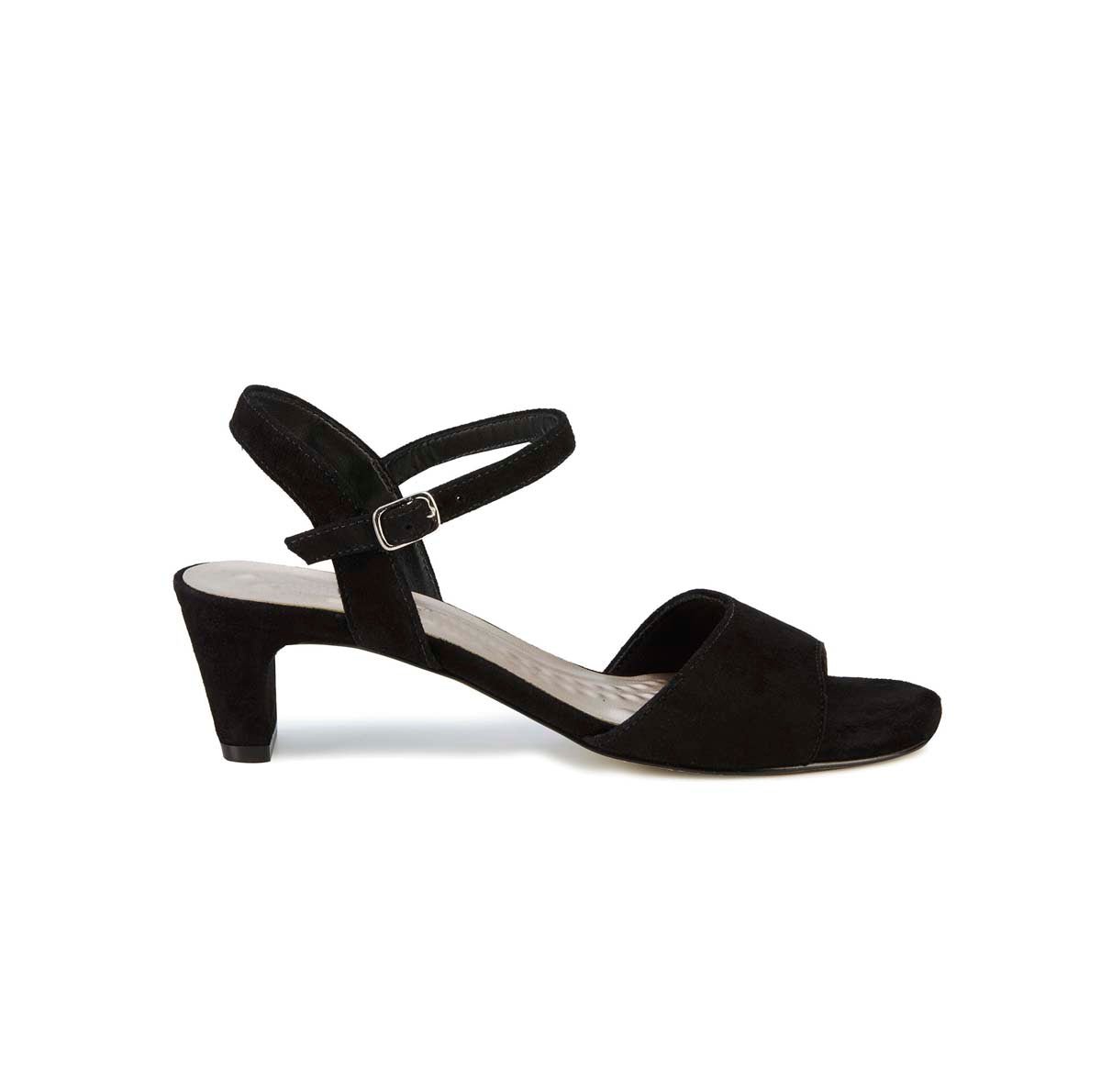 ROS HOMMERSON LYDIA WOMEN ADJUSTABLE BUCKLE STRAP SANDAL IN BLACK SUEDE - TLW Shoes
