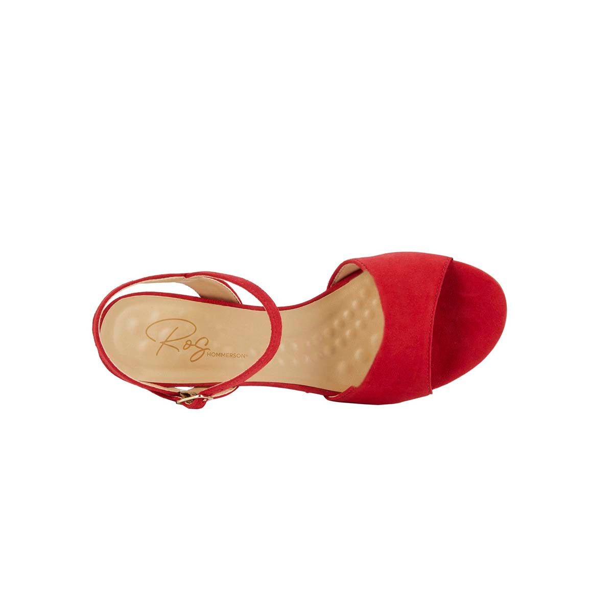 ROS HOMMERSON LYDIA WOMEN ADJUSTABLE BUCKLE STRAP SANDAL IN RED SUEDE - TLW Shoes