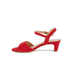 ROS HOMMERSON LYDIA WOMEN ADJUSTABLE BUCKLE STRAP SANDAL IN RED SUEDE - TLW Shoes