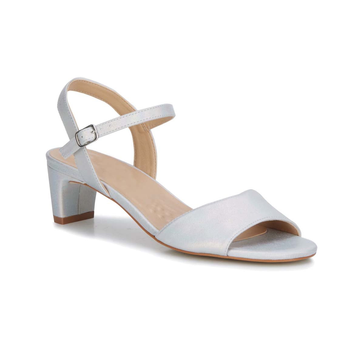 ROS HOMMERSON LYDIA WOMEN ADJUSTABLE BUCKLE STRAP SANDAL IN SILVER IRRIDESCENT CRINKLE - TLW Shoes