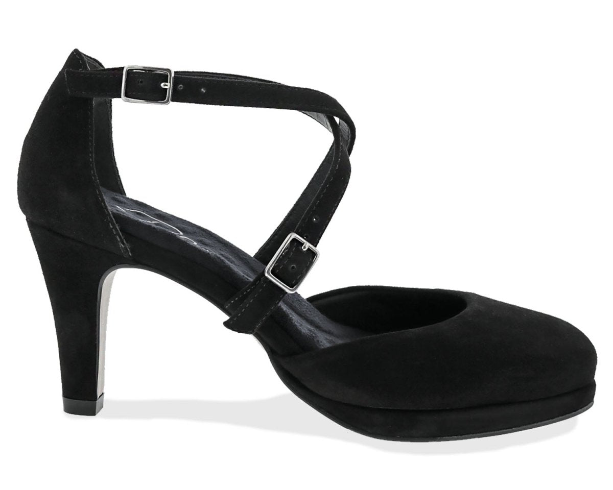 ROS HOMMERSON PAMMY WOMEN'S PLATFORM HEELS SANDAL IN BLACK SUEDE - TLW Shoes
