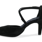 ROS HOMMERSON PAMMY WOMEN'S PLATFORM HEELS SANDAL IN BLACK SUEDE - TLW Shoes