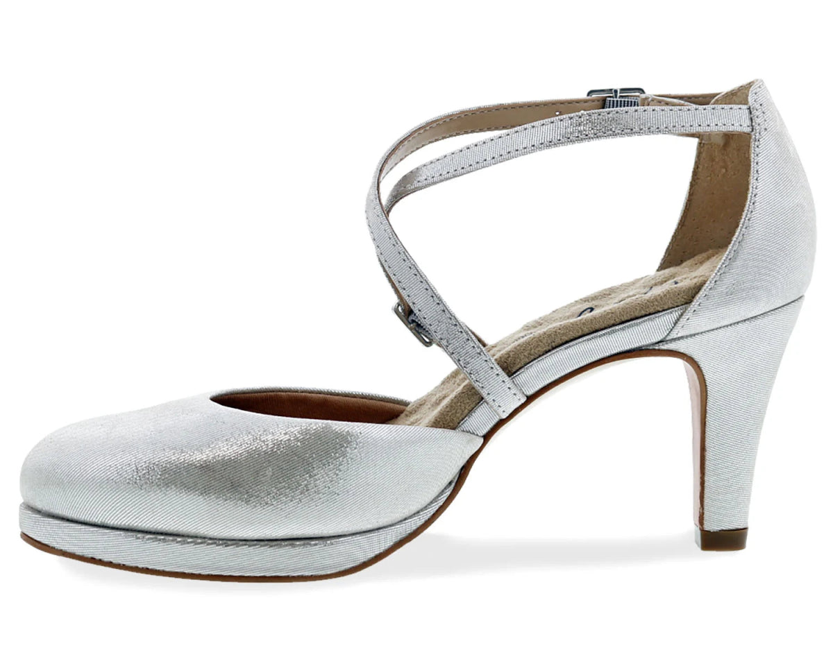 ROS HOMMERSON PAMMY WOMEN'S PLATFORM HEELS SANDAL IN SILVER - TLW Shoes