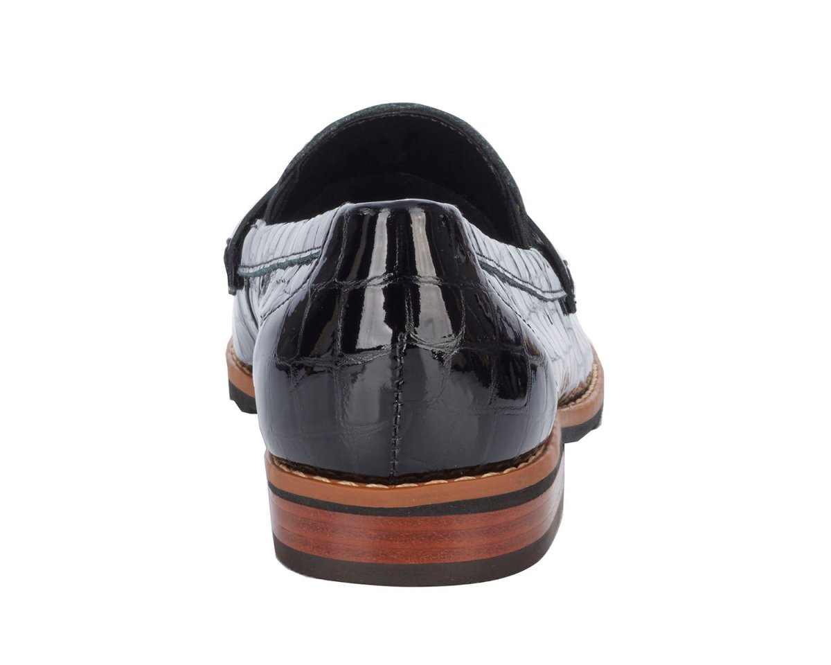ROS HOMMERSON WINNIE II WOMEN'S PENNY-LOAFER SLIP-ON SHOE IN BLACK CROC PAT - TLW Shoes