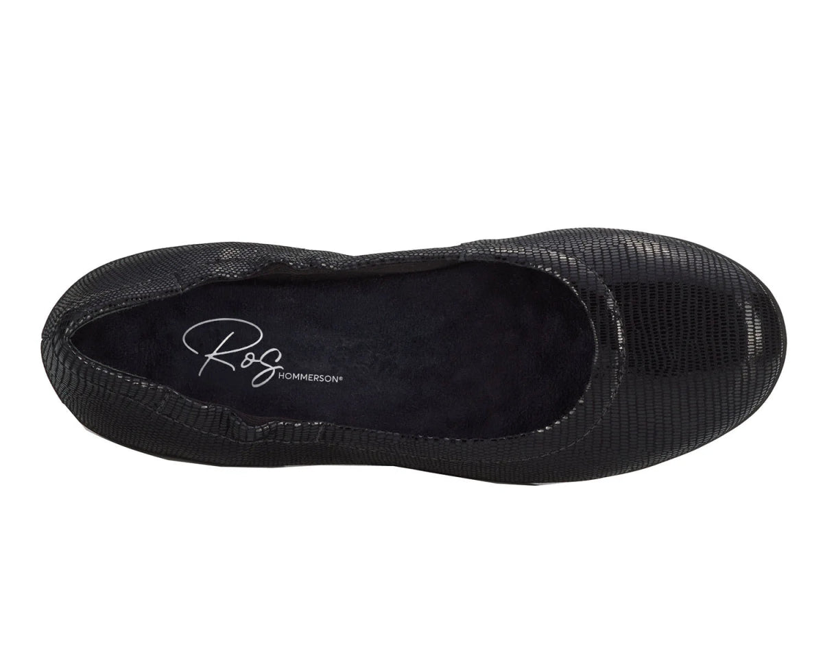 ROS HOMMERSON TESS WOMEN'S FLAT SLIP-ON SHOES IN BLACK PRINT - TLW Shoes