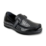 APEX A205W EVELYN STRAP LOAFER WOMEN'S DRESS SHOE IN BLACK CROC - TLW Shoes