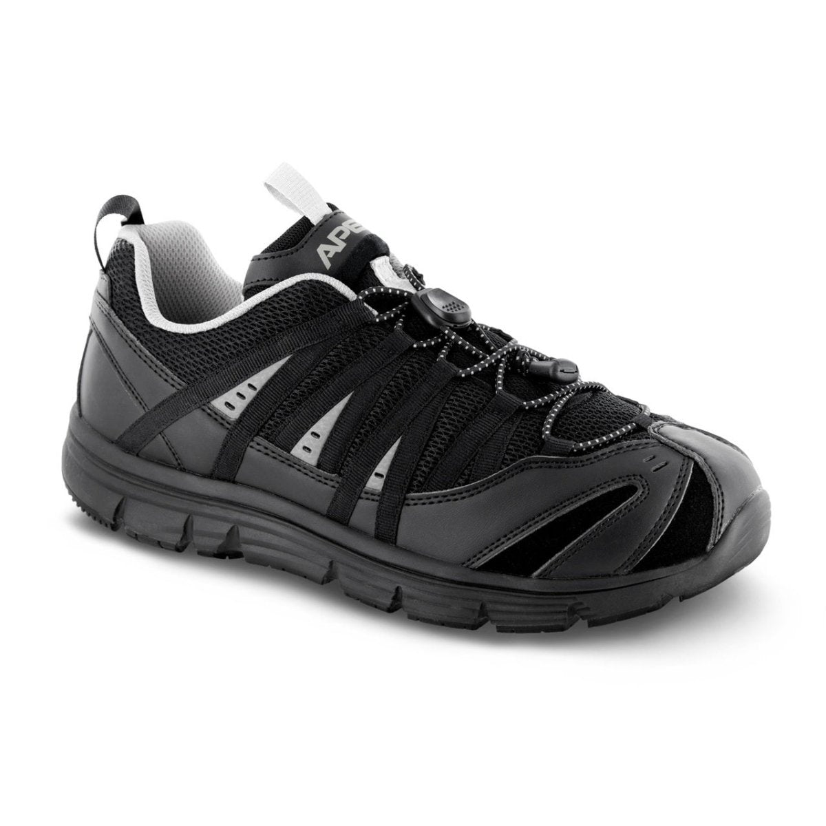Apex A5000m Bungee Lace Athletic Men's Active Shoe In Black - TLW Shoes