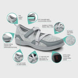 APEX A601W ORTHOPEDIC MESH MARY JANE WOMEN'S CASUAL SHOE IN GREY - TLW Shoes