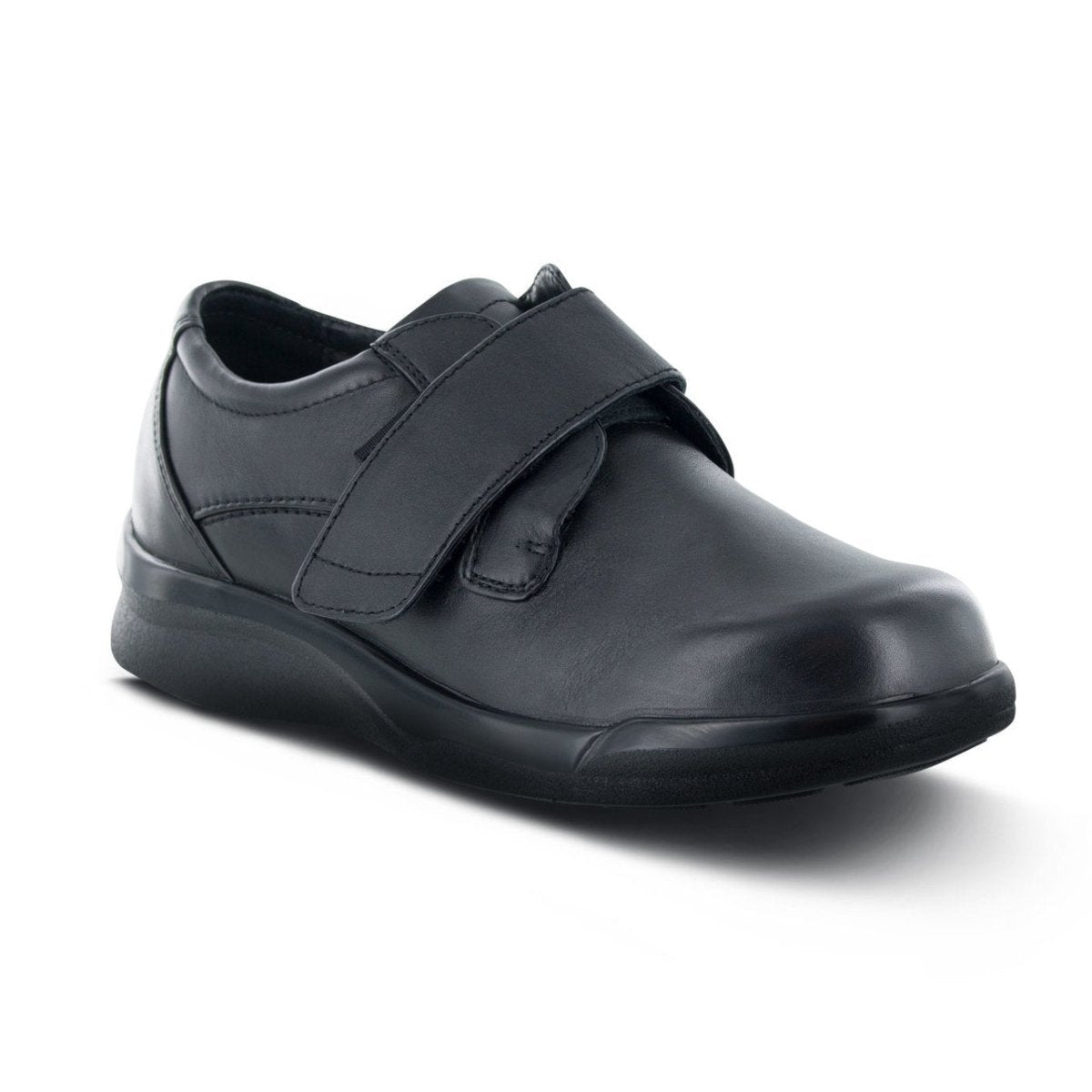APEX B3000M AMBULATOR BIOMECHANICAL MEN'S SINGLE STRAP CASUAL SHOE IN BLACK VELCRO - TLW Shoes